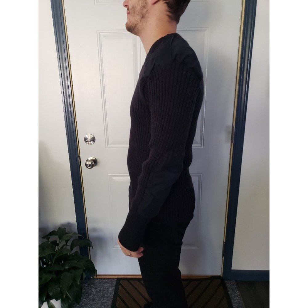 Black Wool Ribbed Sweater - Picture 2 of 4